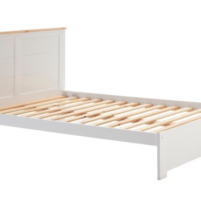 Bílá borovicová dvoulůžková postel Marckeric Akira 140 x 190 cm