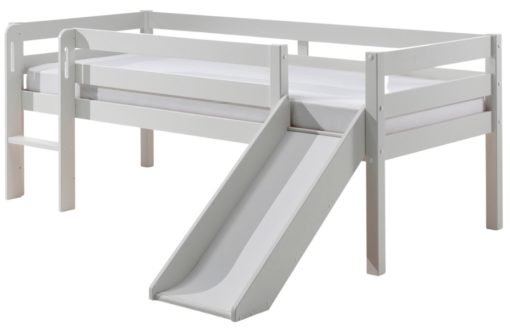 Bílá borovicová patrová postel Vipack Pino I. 90 x 200 cm se skluzavkou