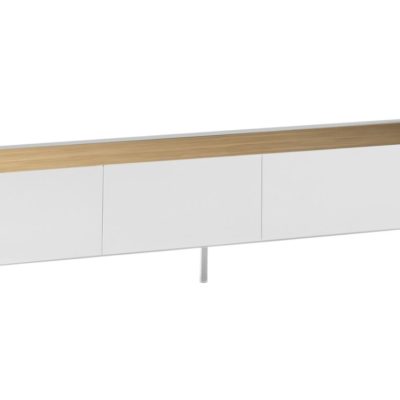 Bílý dubový TV stolek Teulat Arista 180 x 40 cm
