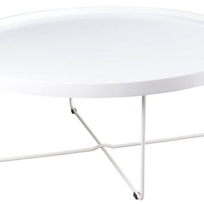 Bílý lakovaný kulatý konferenční stolek Somcasa Bruno 90 cm