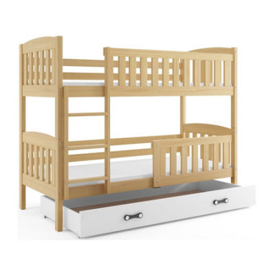Dětská patrová postel KUBUS s úložným prostorem 80x190 cm - borovice Bílá
