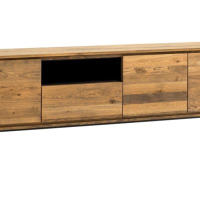 Masivní dubová komoda Cioata Tribeca 248 x 48 cm s dřevěnou podnoží