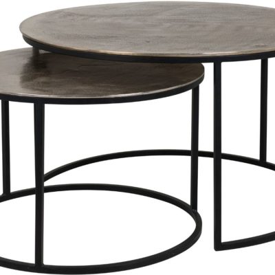 Set dvou stříbrných kovových konferenčních stolků Richmond Asher 60/80 cm