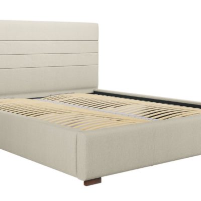 Béžová látková postel MICADONI Aranda 180 x 200 cm