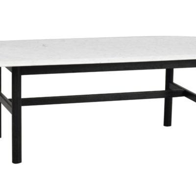 Bílý mramorový konferenční stolek ROWICO HAMMOND 135 x 62 cm s černou podnoží