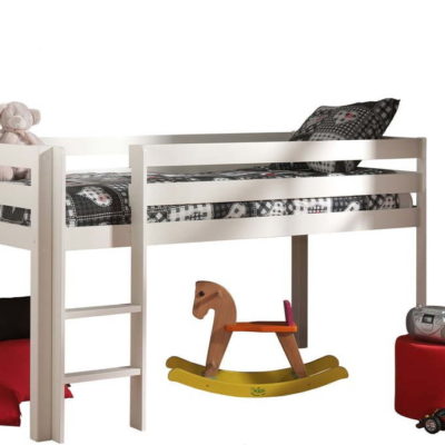 Bílá patrová dětská postel z borovicového dřeva 90x200 cm PINO – Vipack