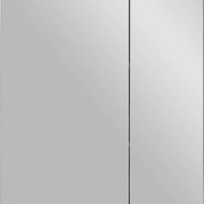 Hnědá závěsná koupelnová skříňka se zrcadlem 60x70 cm Set 374 - Pelipal