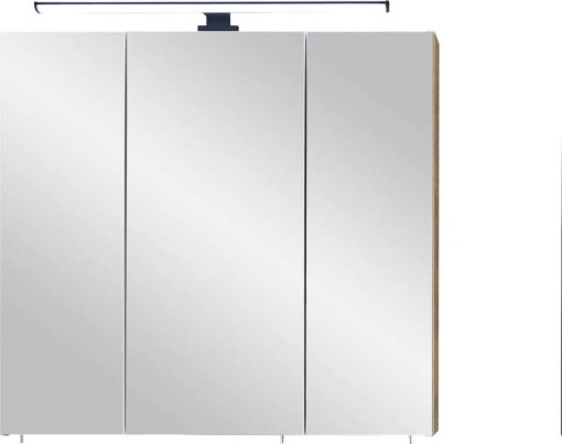 Hnědá závěsná koupelnová skříňka se zrcadlem 75x70 cm Set 374 - Pelipal