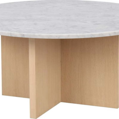 Bílý mramorový kulatý konferenční stolek 90x90 cm Brooksville - Rowico