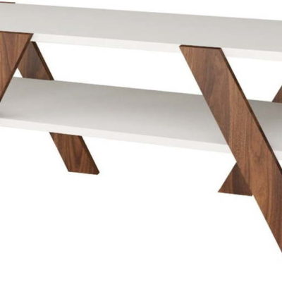 Bílý/přírodní TV stolek v dekoru ořechu 120x33 cm Basic – Kalune Design