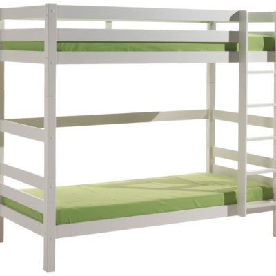 Bílá borovicová dvoupatrová postel Vipack Pino 90 x 200 cm s rámem uprostřed