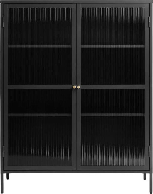 Černá kovová vitrína 111x140 cm Bronco – Unique Furniture