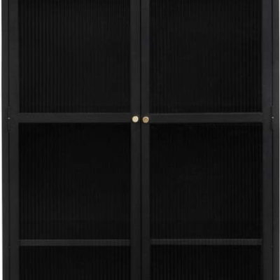 Černá kovová vitrína 90x190 cm Bronco – Unique Furniture