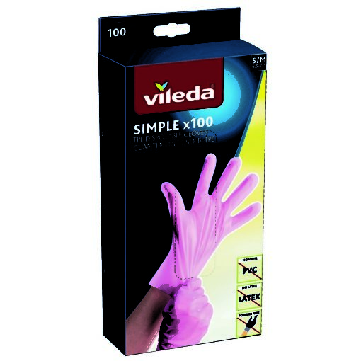 Vileda Simple rukavice S/M 100 ks