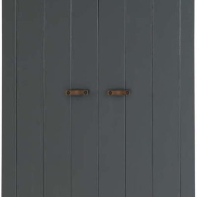 Tmavě šedá šatní skříň z borovicového dřeva 111x202 cm Dennis – WOOOD