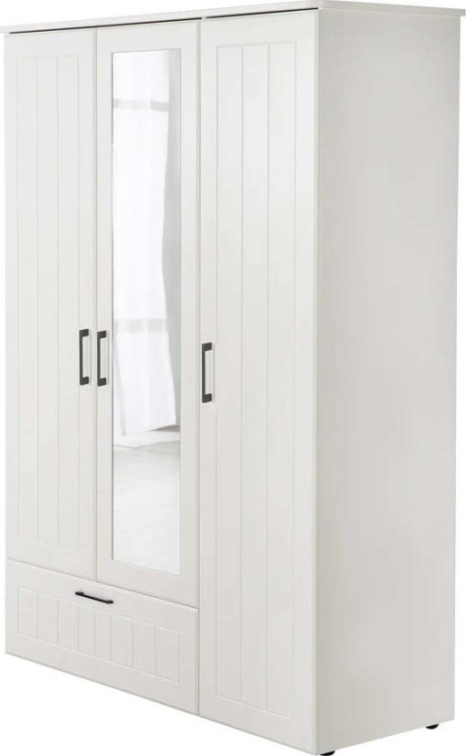 Bílá dětská šatní skříň se zrcadlem 139x190 cm Sylt – Roba
