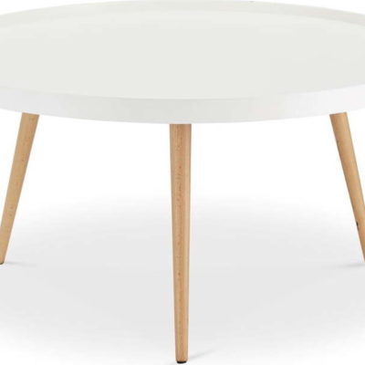 Bílý konferenční stolek s nohami z bukového dřeva Furnhouse Opus