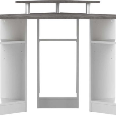 Bílý pracovní stůl s deskou v dekoru betonu 94x94 cm - TemaHome