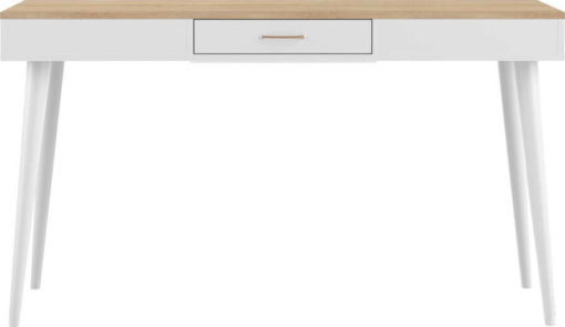 Bílý pracovní stůl s deskou v dekoru dubu 134x59 cm - TemaHome