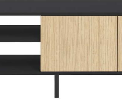 Černý TV stolek v dekoru dubu 140x51 cm Lord - TemaHome