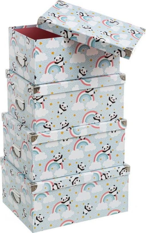 Kartonové dětské úložné boxy v sadě 10 ks Panda – Casa Selección