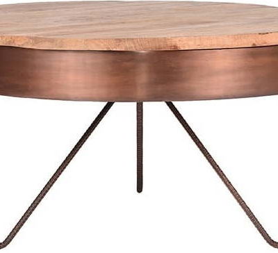 Konferenční stolek v měděné barvě s deskou z mangového dřeva LABEL51 Saran