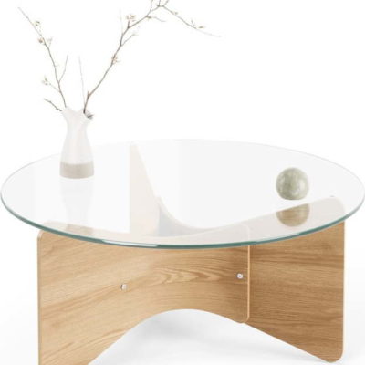 Kulatý konferenční stolek se skleněnou deskou v přírodní barvě ø 84 cm Madera – Umbra