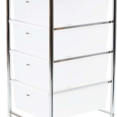 Plastový pojízdný regál v bílo-stříbrné barvě 33x79 cm – Premier Housewares