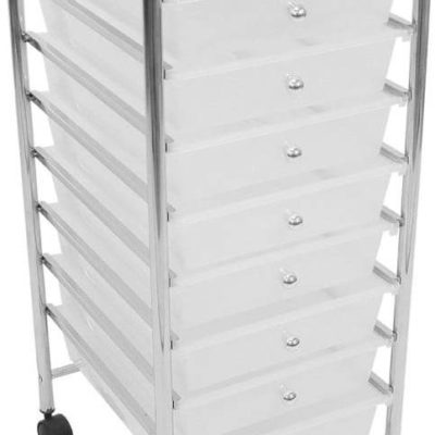 Plastový pojízdný regál v bílo-stříbrné barvě 33x83 cm – Premier Housewares