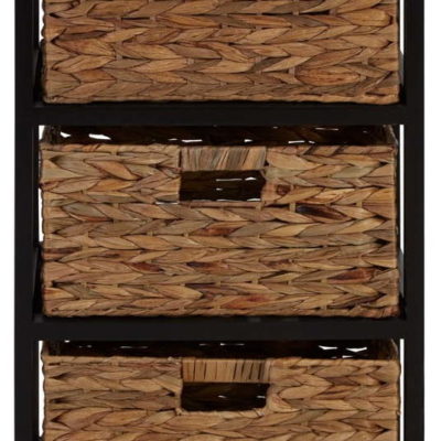 Vysoká komoda z masivu pavlovnie v černo-přírodní barvě 41x70 cm Padstow – Premier Housewares