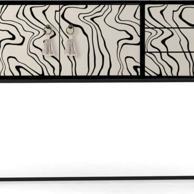 Černo-béžová nízká komoda 113x92 cm Freya – Really Nice Things