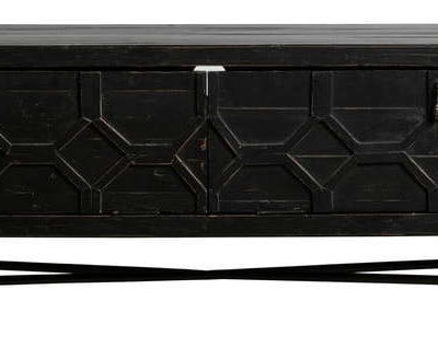 Černý TV stolek z recyklovaného dřeva 160x50 cm Bequest – BePureHome