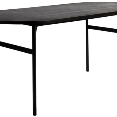 White Label Černý lakovaný oválný jídelní stůl WLL MARCIO 180 x 80 cm