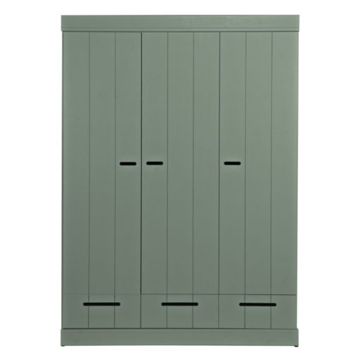 Hoorns Zelená dřevěná šatní skříň Ernie 195 x 140 cm