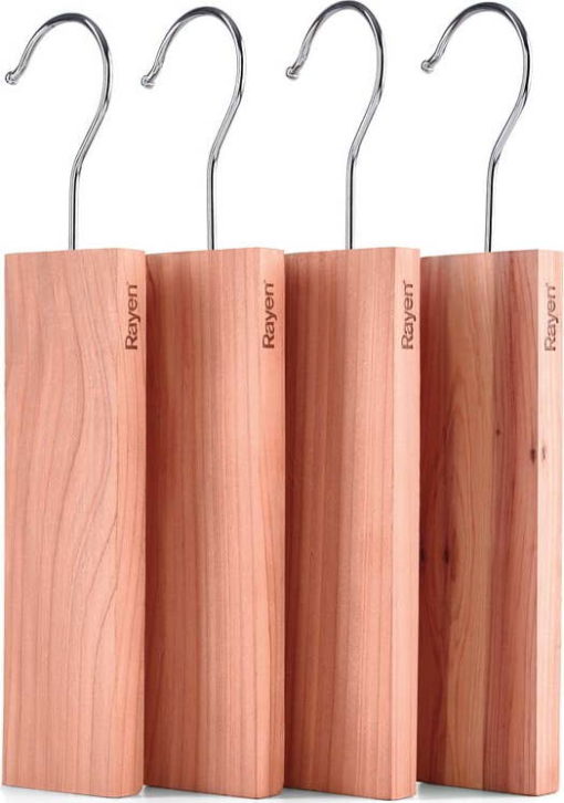 Odpuzovač šatních molů 4 ks z cedrového dřeva v přírodní barvě – Rayen