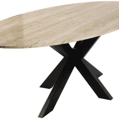 Béžový travertinový oválný jídelní stůl Richmond Avalon 230 x 115 cm