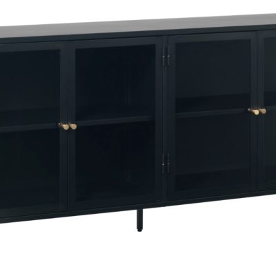 Černá kovová vitrína Unique Furniture Carmel 85 x 170 cm