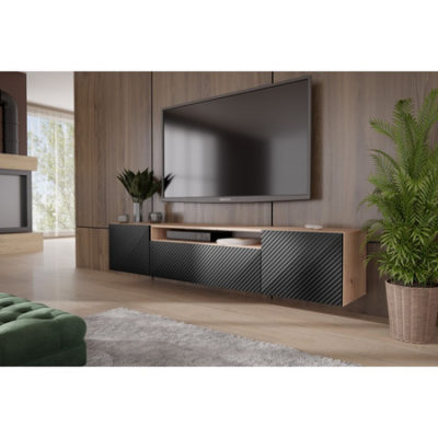 Závěsný televizní stolek RTV Neo 180 cm Dub artisan - černá