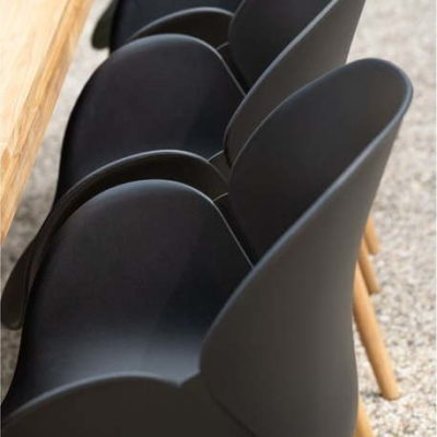 Dřevěno-plastová zahradní židle v černo-přírodní barvě Tulip – Exotan