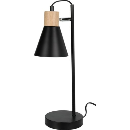 Kovová stolní lampa s dřevěným podstavcem Solano černá