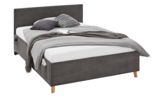 Antracitová manšestrová postel Meise Möbel Cool 90 x 200 cm