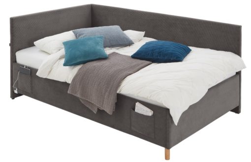 Antracitová manšestrová postel Meise Möbel Cool II. 140 x 200 cm