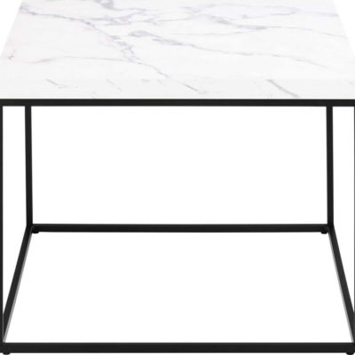 Bílý konferenční stolek s deskou v dekoru mramoru 60x60 cm Barossa – Actona