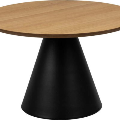 Černo-přírodní kulatý konferenční stolek s deskou v dubovém dekoru ø 65 cm Soli – Actona