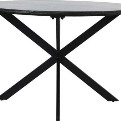 Černý kulatý jídelní stůl s deskou v dekoru mramoru ø 120 cm Tomochi – Light & Living