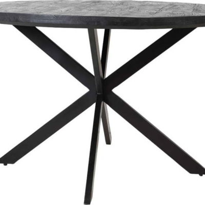 Černý kulatý jídelní stůl s deskou z akácie ø 120 cm Yellov – Light & Living