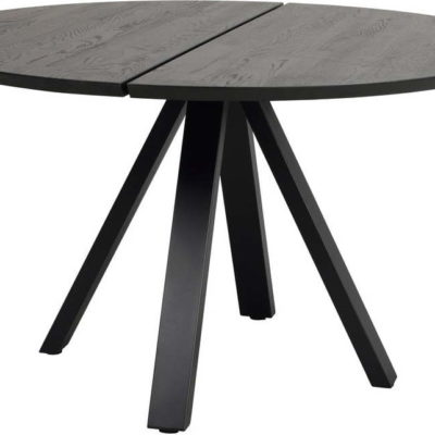 Černý kulatý jídelní stůl s deskou z dubového dřeva ø 130 cm Carradale – Rowico
