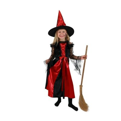 Rappa Dětský kostým Čarodějnice s kloboukem černo-červená