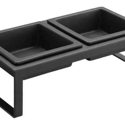 Set dvou černých keramických misek Yamazaki Tower se stojanem