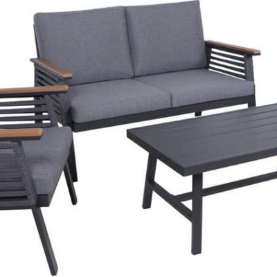 Tmavě šedý hliníkový zahradní lounge set pro 4 Denia – Garden Pleasure